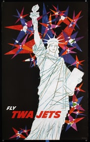 Original c. 1960 NY Statue Liberty Poster David Klein