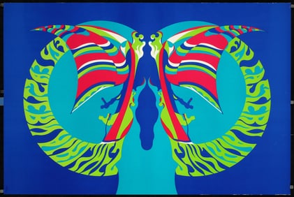 Original 1960s Airline Travel Poster Windsurfer Psyched