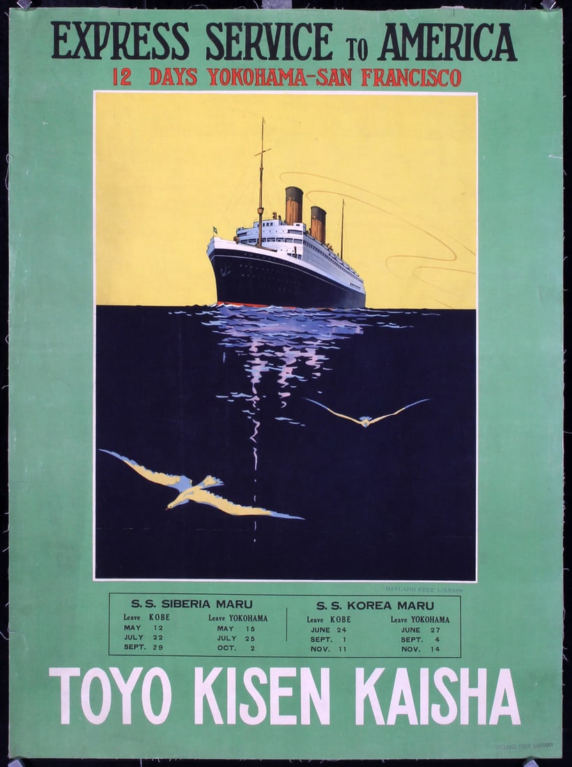 Original ca. 1920s Japan Ship Travel Poster Toyo Kisen (1 of 1)