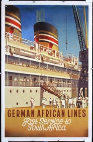 Original Vintage 1930s South Africa Ship Travel Poster