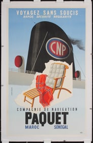 Original 1950s French Travel Poster Paquet Maroc Senega