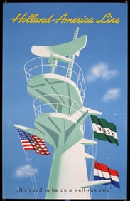 Original ca. 1950s Holland-America Line Travel Poster