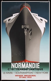 Original 1970s Cassandre Normandie Re-Issue Poster