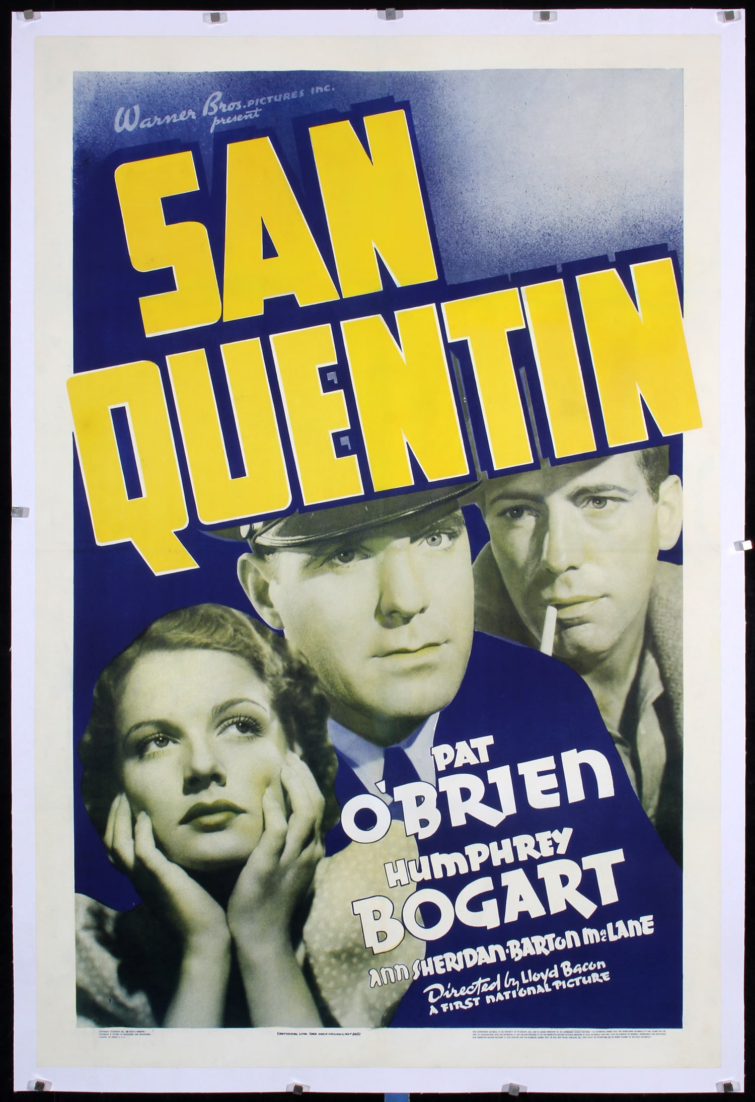 RARE Original 1937 US 1-Sheet Poster SAN QUENTIN Bogart