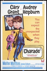 Original 1963 US 1-Sheet Poster CHARADE Hepburn & Grant