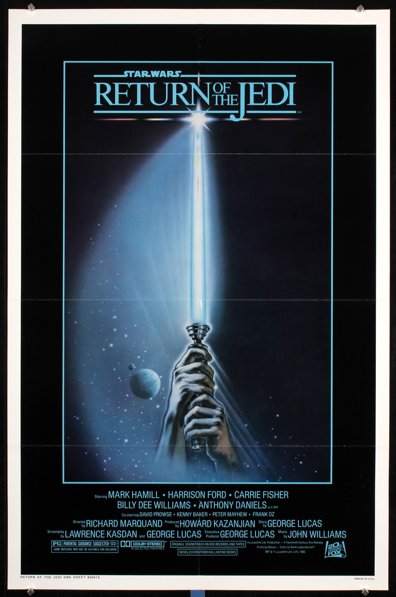 Original 1983 US 1-St Poster RETURN OF THE JEDI Lightsa (1 of 1)