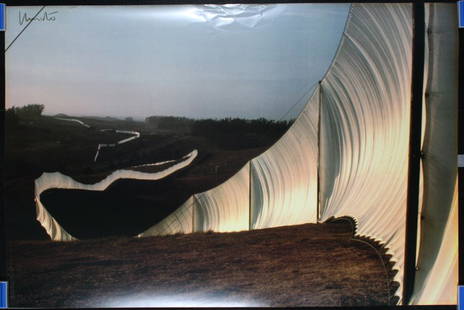 2 Original Modern Art 1970s CHRISTO Posters: Christo (Javachef) 1935 -. Running Fence, Sonoma and Marin Counties (2 Posters). Photo/Offset 1976. Size: 25.1 x 37 in. (64 x 94 cm). Printer: no information. Condition Details: (A) minimal creasing a