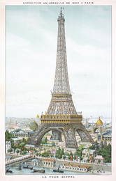 RARE ORIG 1889 Paris Eiffel Tower World´s Fair Poster