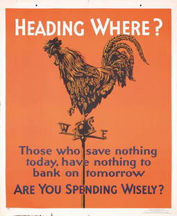 ORIGINAL 1929 Mather Work Incentive Poster: Anonymous - USAHeading Where?Lithograph 192944 x 36.2 in. (112 x 92 cm)Condition: (A-/B+) minimal tears and tiny paper losses in the margins, slight horiz. crease at center left edgeEstimate: