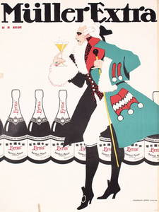 90: ORIGINAL 1900s Champagne poster HANS RUDI ERDT Plak