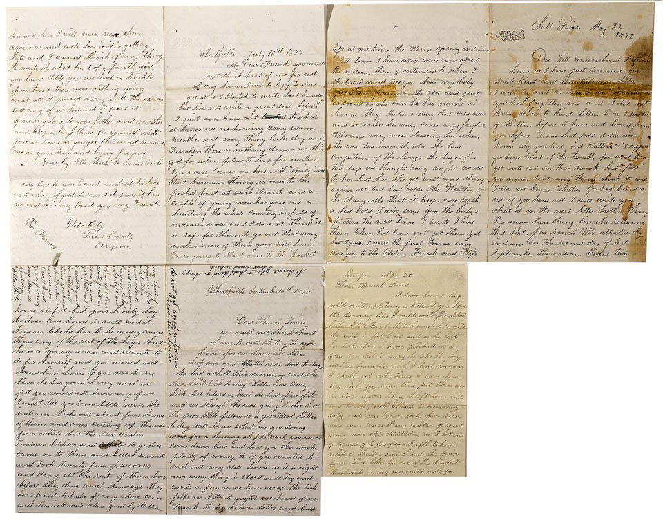 AZ - Salt River,1887-1882 - Pioneer Letters, Salt : Four handwritten letters of early Arizona Territory settlers between Ella Shute, Louie Earl, and Miriam Middleton. Very touching letters from one woman to another. They both were originally from Iowa 
