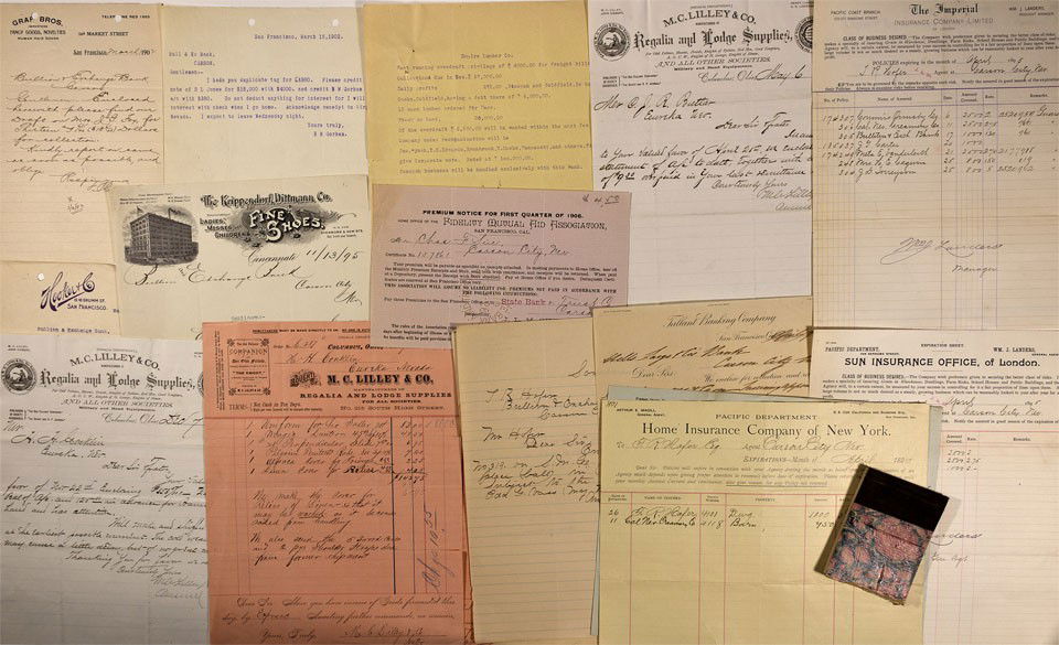NV - Carson City,Ormsby County - c1890s - Bullion: Lot of over 100 Miscellaneous Documents. Carson City License documents. Various billheads to the Bullion Exchange Bank; Hibbard, Spencer, Bartlett & Co, and Hall & O'Donald Lithographing Co an