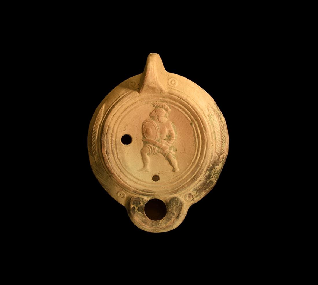 Roman Oil Lamp with Gladiator (1 of 1)
