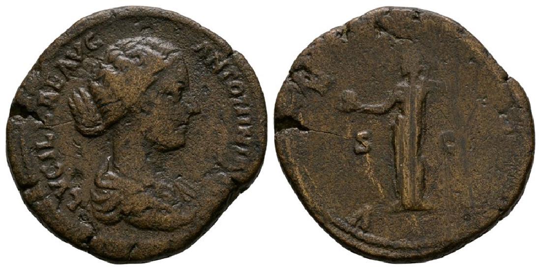 Lucilla (wife of Lucius Verus) - Venus Sestertius: 164 AD. Rome mint. Obv: LVCILLAE AVG ANTONINI AVG F legend with draped bust right. Rev: VENVS legend around, S-C across fields with Venus standing left, holding apple and sceptre. RIC 1763; Cohen 72;