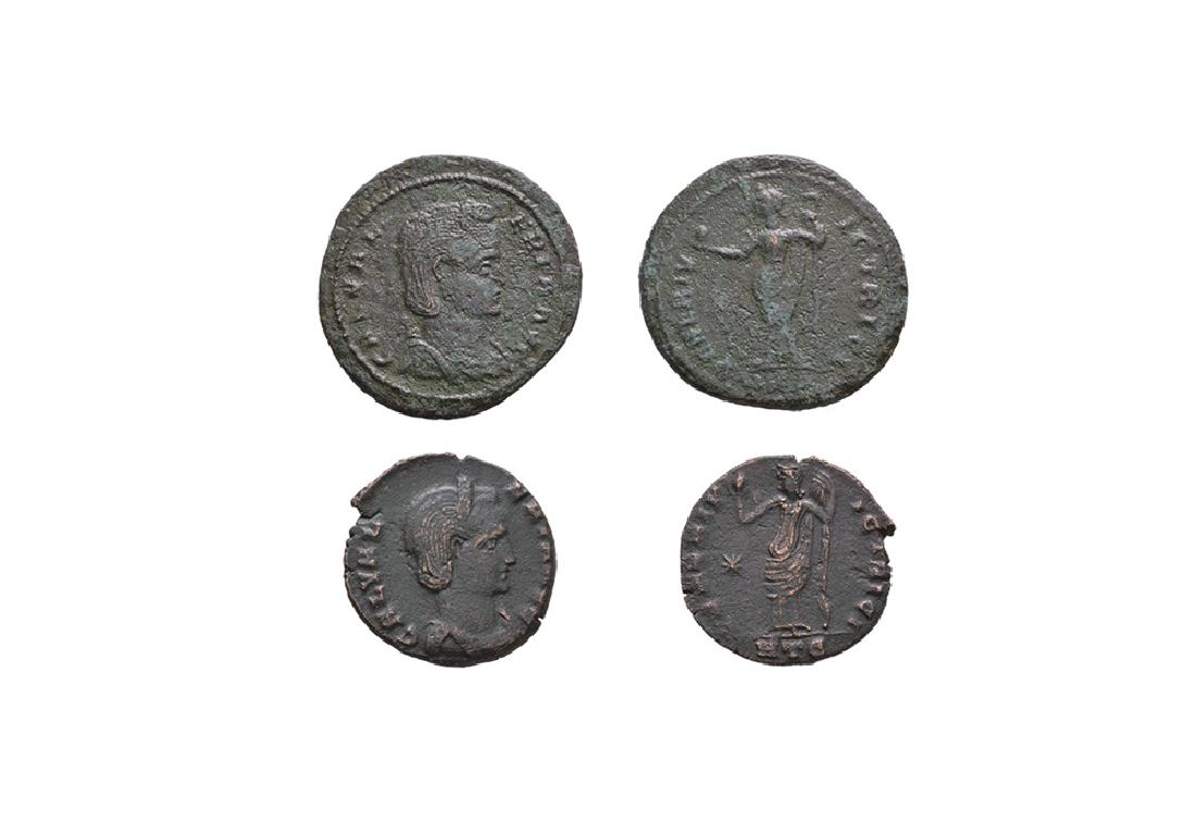 Roman Imperial Coins - Galeria Valeria - Bronzes [2]: 308-310 AD. Antioch mint. Obv: GAL VAL-ERIA AVG legend with diademed, draped bust right. Rev: VENERI V-ICTRICI legend with Venus standing facing, head left, holding apple and raising drapery over left