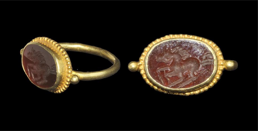 Roman Style Gold and Carnelian Intaglio Finger Ring (1 of 1)