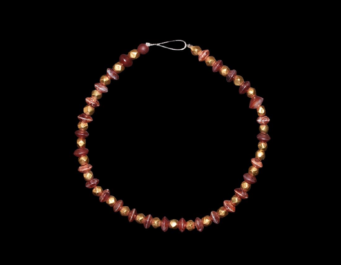Carnelian and Gold Bead Necklace String (1 of 1)