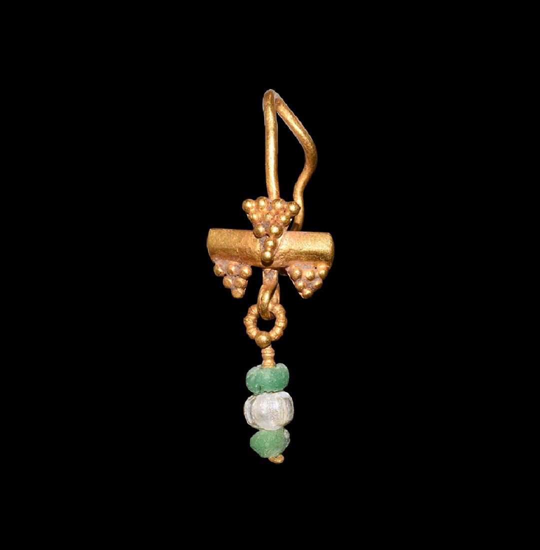 Roman Gold Earring with Bead Drop (1 of 1)