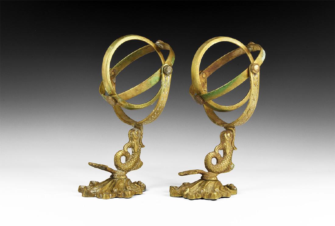 Vintage Brass Oil Lamp Gimbal Sconce Pair (1 of 1)