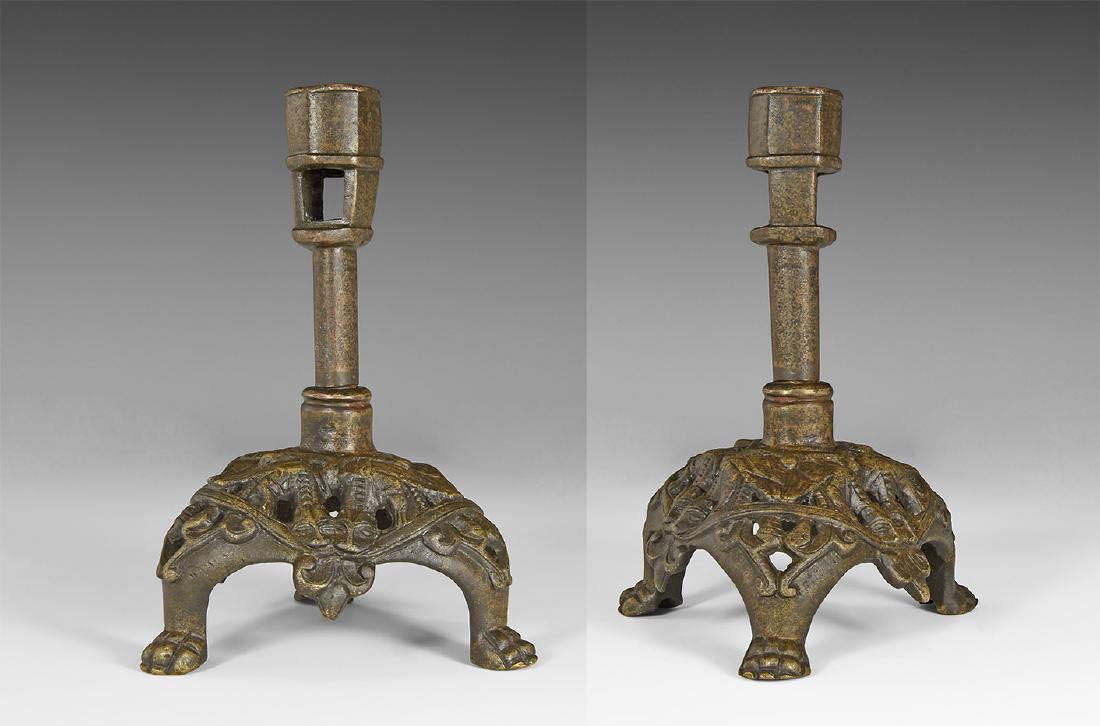Medieval Candlestick with Griffins