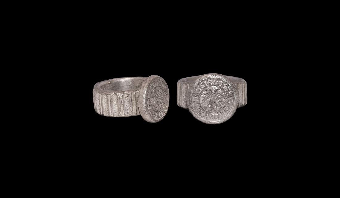 Medieval Silver Seal Ring with Eagle (1 of 1)