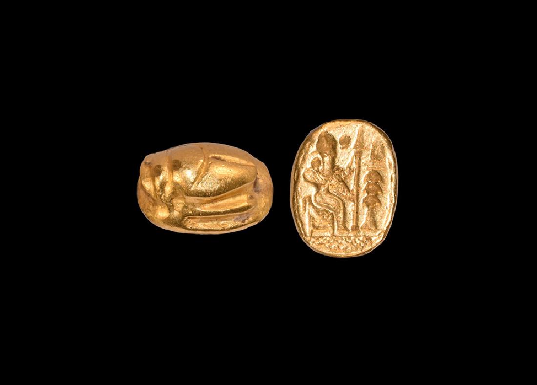 Western Asiatic Gold Inscribed Scarab (1 of 1)