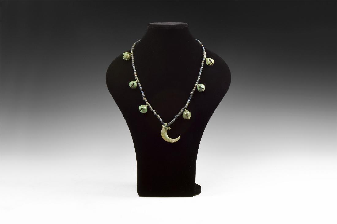 Viking Glass Bead Necklace with Claw Pendant (1 of 1)