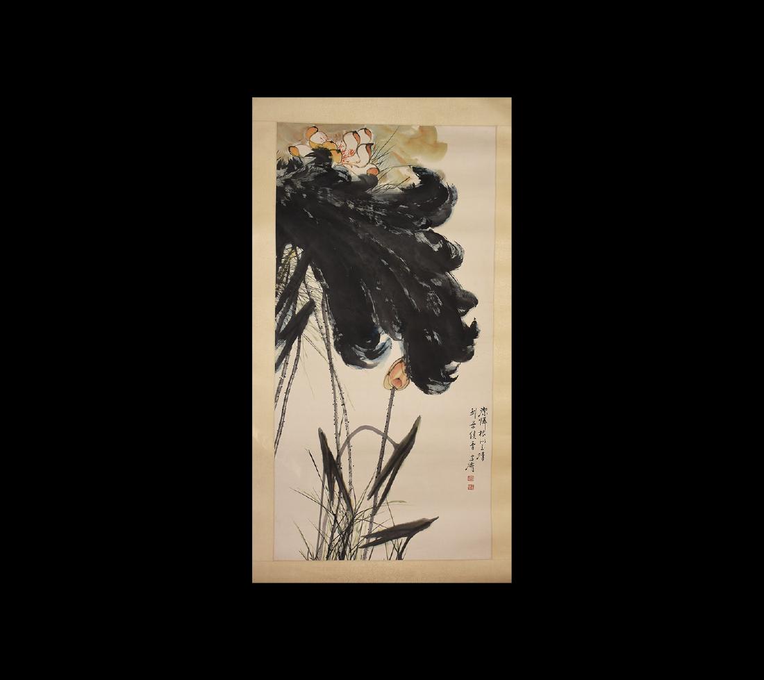 Chinese 'Xuetao Wang' Scroll Painting with Lotus (1 of 1)
