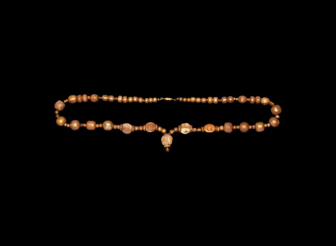 Roman Gold in Glass Bead Necklace (1 of 1)