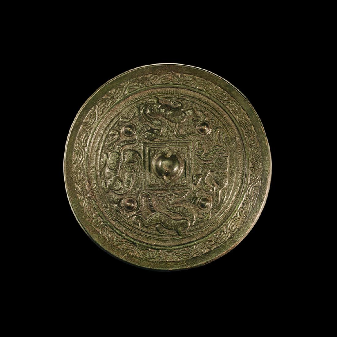 Chinese Han Mirror with Mythical Beasts (1 of 1)
