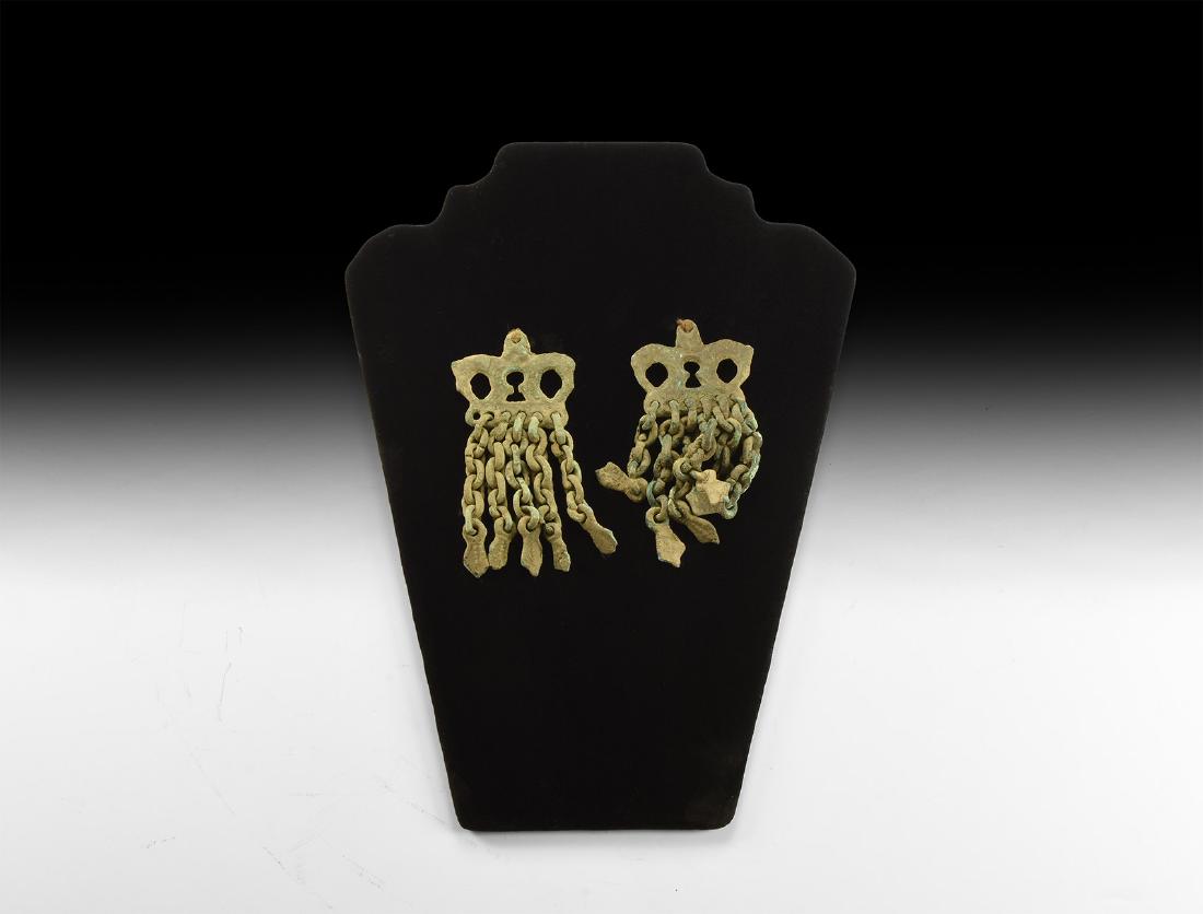 Viking Horse Pendant Pair with Duck-Foot Drops (1 of 1)