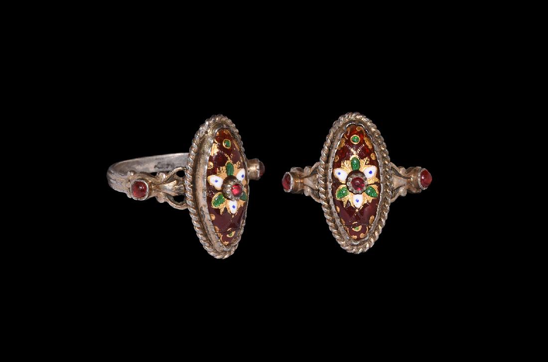 Post Medieval Silver Gilt Enamelled Ring (1 of 1)