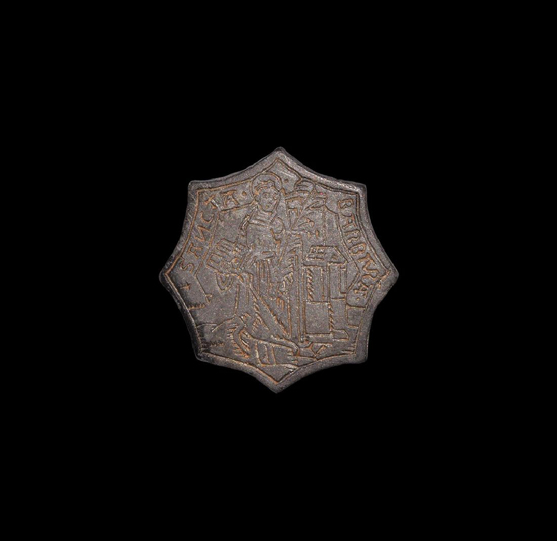 Medieval Engraved St Barbara Pilgrim's Badge (1 of 1)