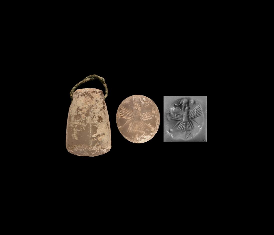 Assyrian Chalcedony Solar Disc Stamp Seal (1 of 1)