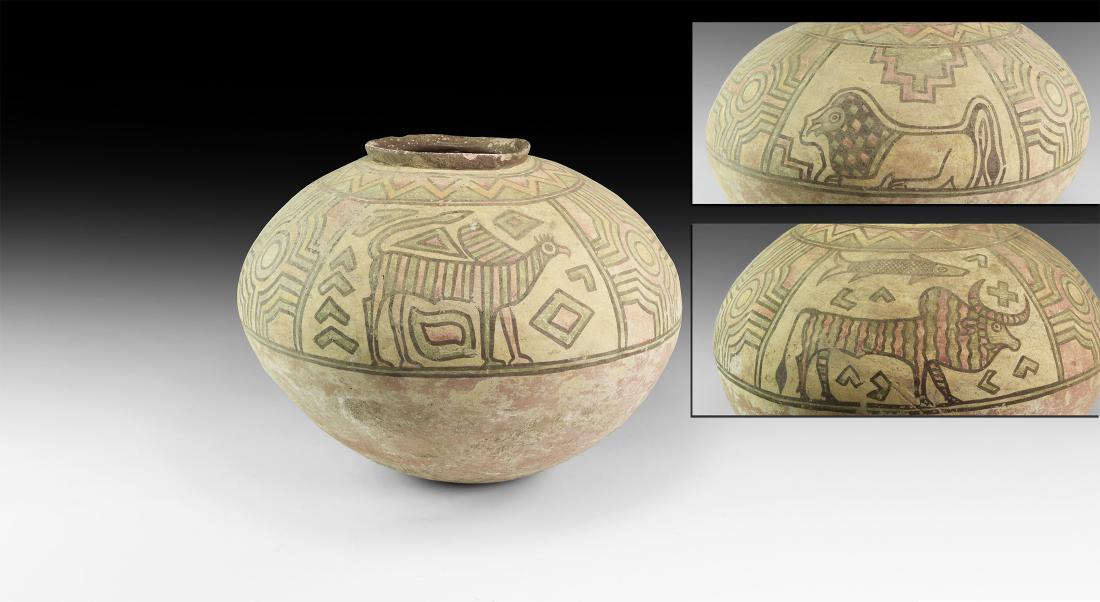 Large Indus Valley Mehrgarh Painted Vessel with Animals (1 of 1)