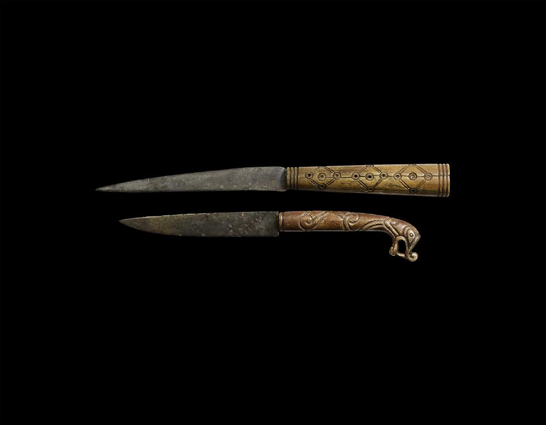 Viking Knife Pair with Decorative Handles (1 of 1)