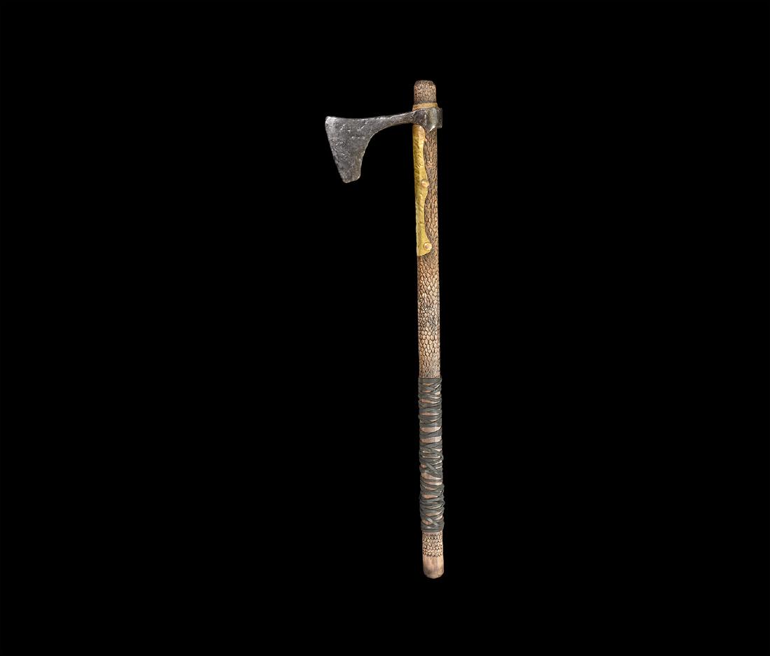Viking Bearded Axehead with Shaft (1 of 1)