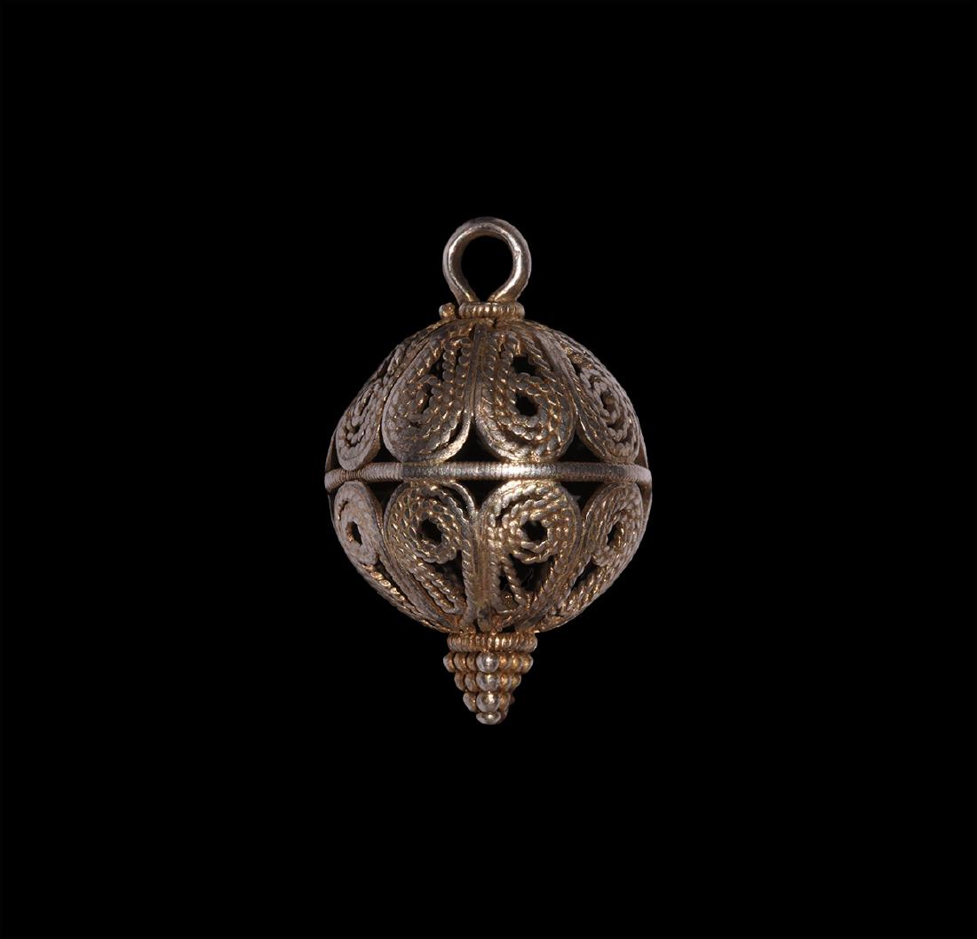Post Medieval Gilt Silver Orb Pendant (1 of 1)