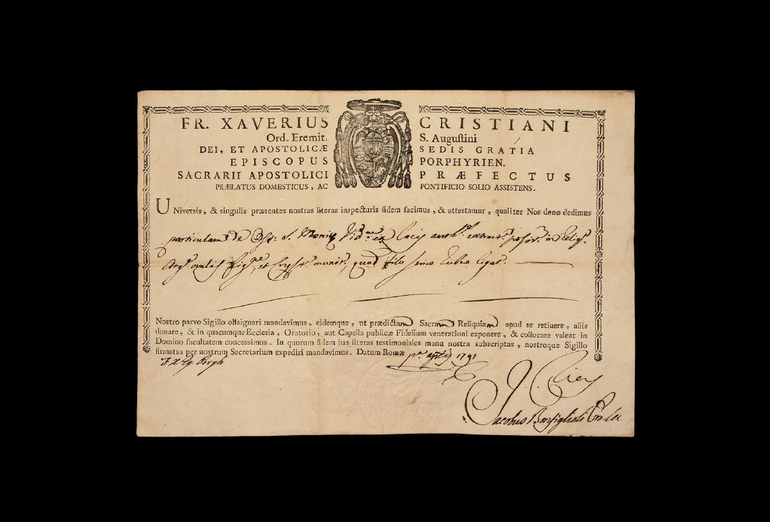 Relics of Saint Monica Certificate of Authenticity Mar 01, 2019