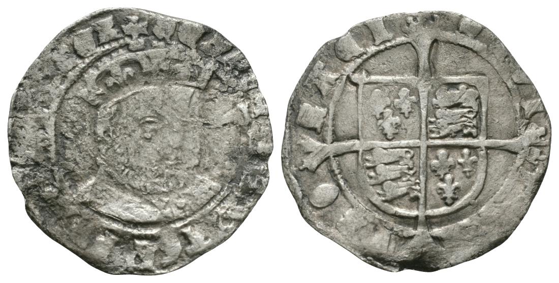 Edward VI (Henry VIII) - York - Facing Bust Groat: 1547-1551 AD. Bust 6. Obv: facing bust with HENRIC 8 D G AGL FRA Z HIB REX legend and no mintmark. Rev: long cross over arms with CIVITAS EBORACI legend for York mint. S. 2409; N. 1876. 1.95 grams. .