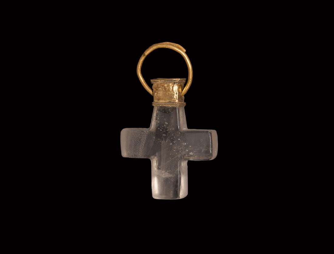 Byzantine Gold and Rock Crystal Cross Pendant (1 of 1)