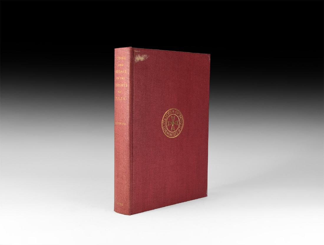 Books - Schembri - The Knights of Malta: 1966. Calleja Schembri, Canon H. Coins and Medals of the Knights of Malta, hardback, 262 pp., reprint of the 1908 classic work. 1.4 kg, 25.5 x 18cm (10 x 7"). Ex Libris Lord Stewartby (Ian Stewart"). 