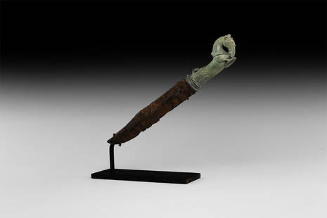 SOLD Continental Gothic-Style Cast-Bronze and Steel Daggar or Knife, C