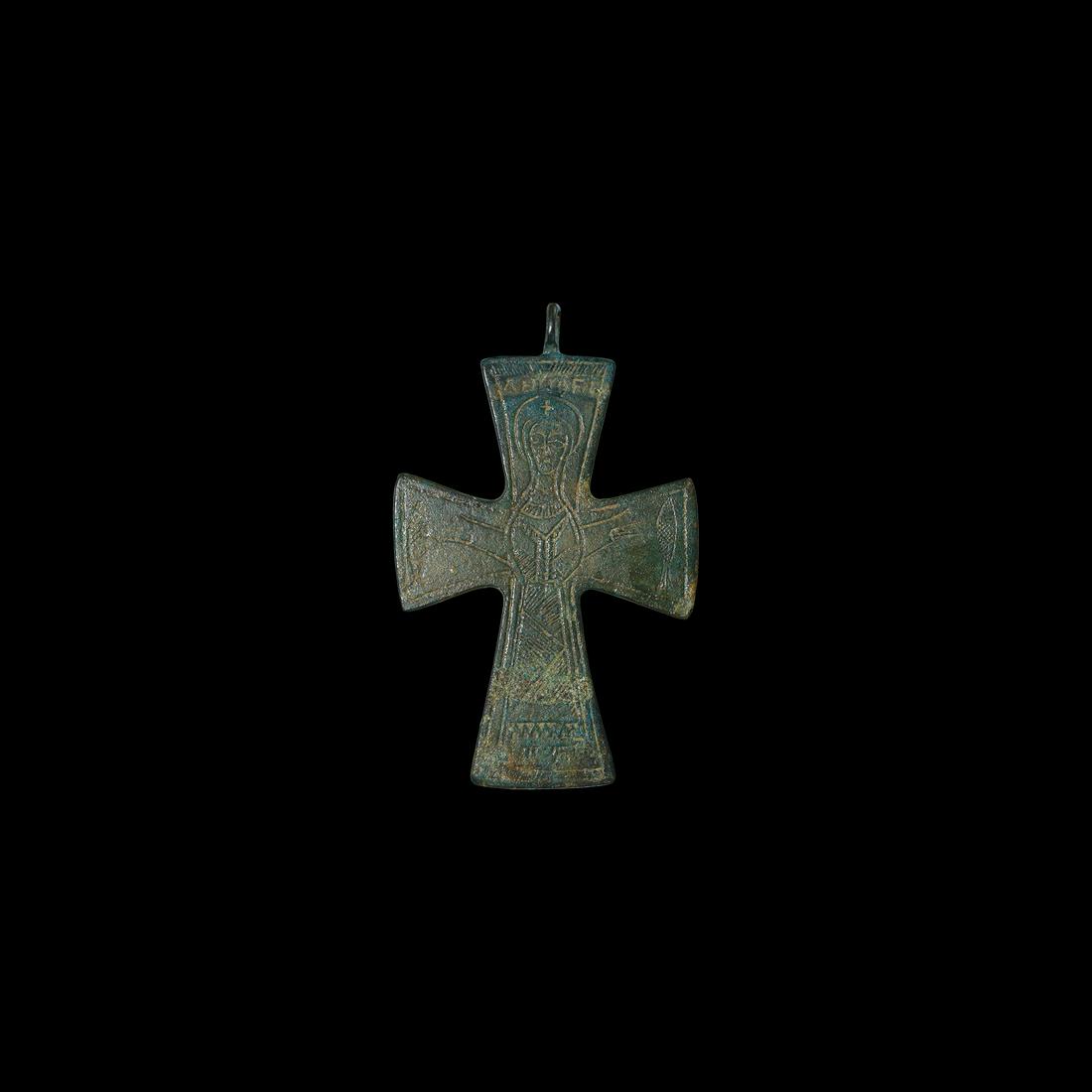 Byzantine Cross Pendant with Figure and Fish (1 of 1)