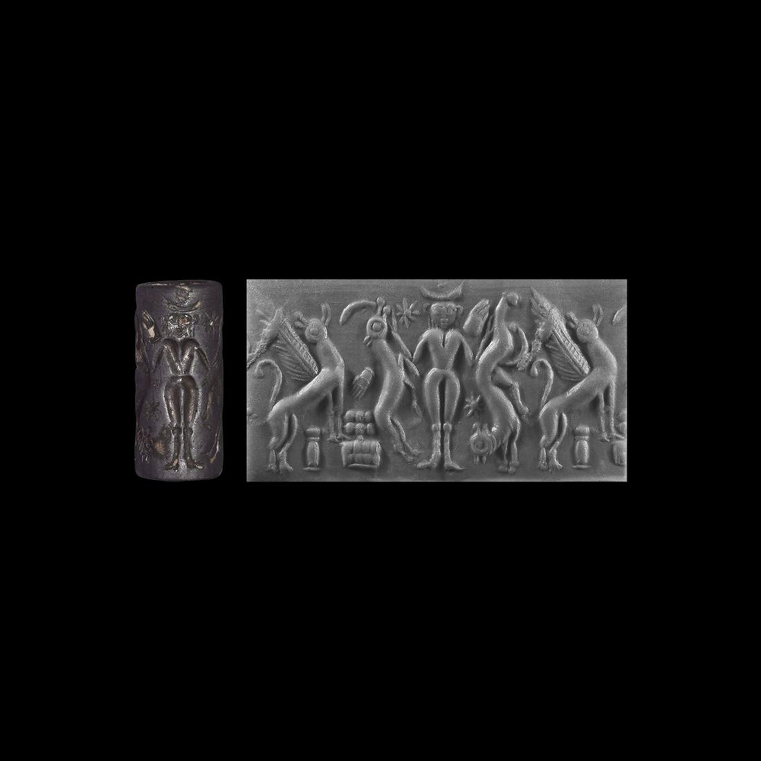 Cypro-Minoan Cylinder Seal with Genius Between Animals (1 of 1)