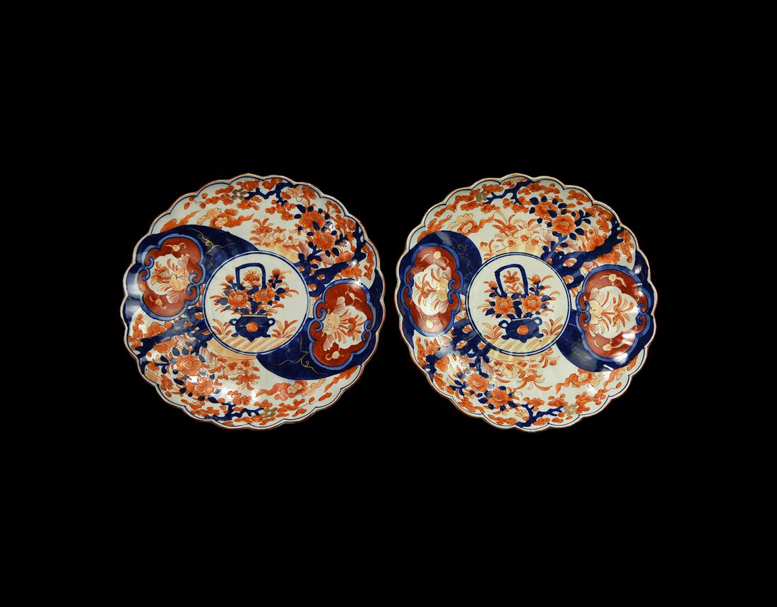 Large Japanese Glazed Imari Dish Pair (1 of 1)