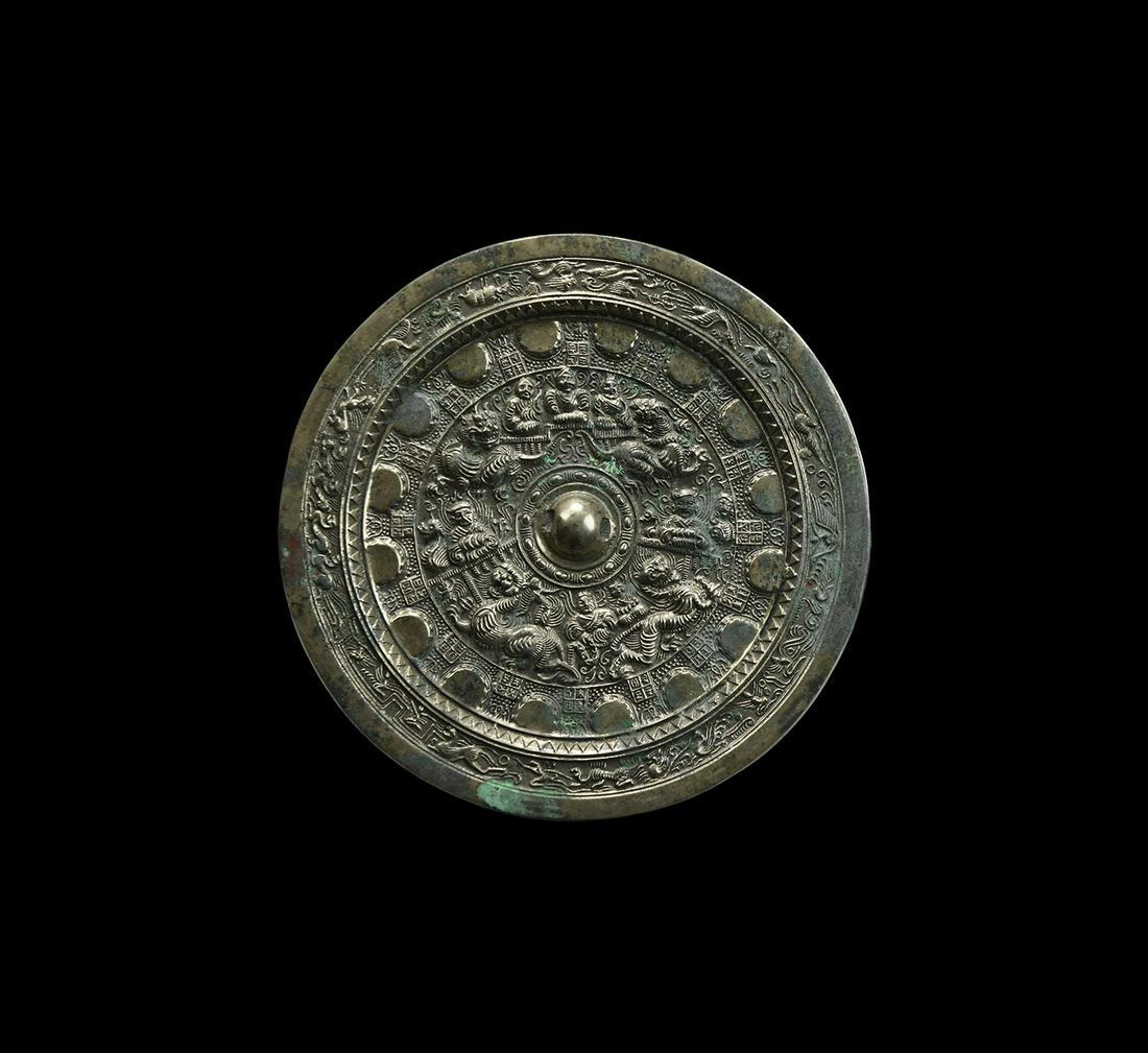 Chinese Han Mirror with Figures and Lions (1 of 1)