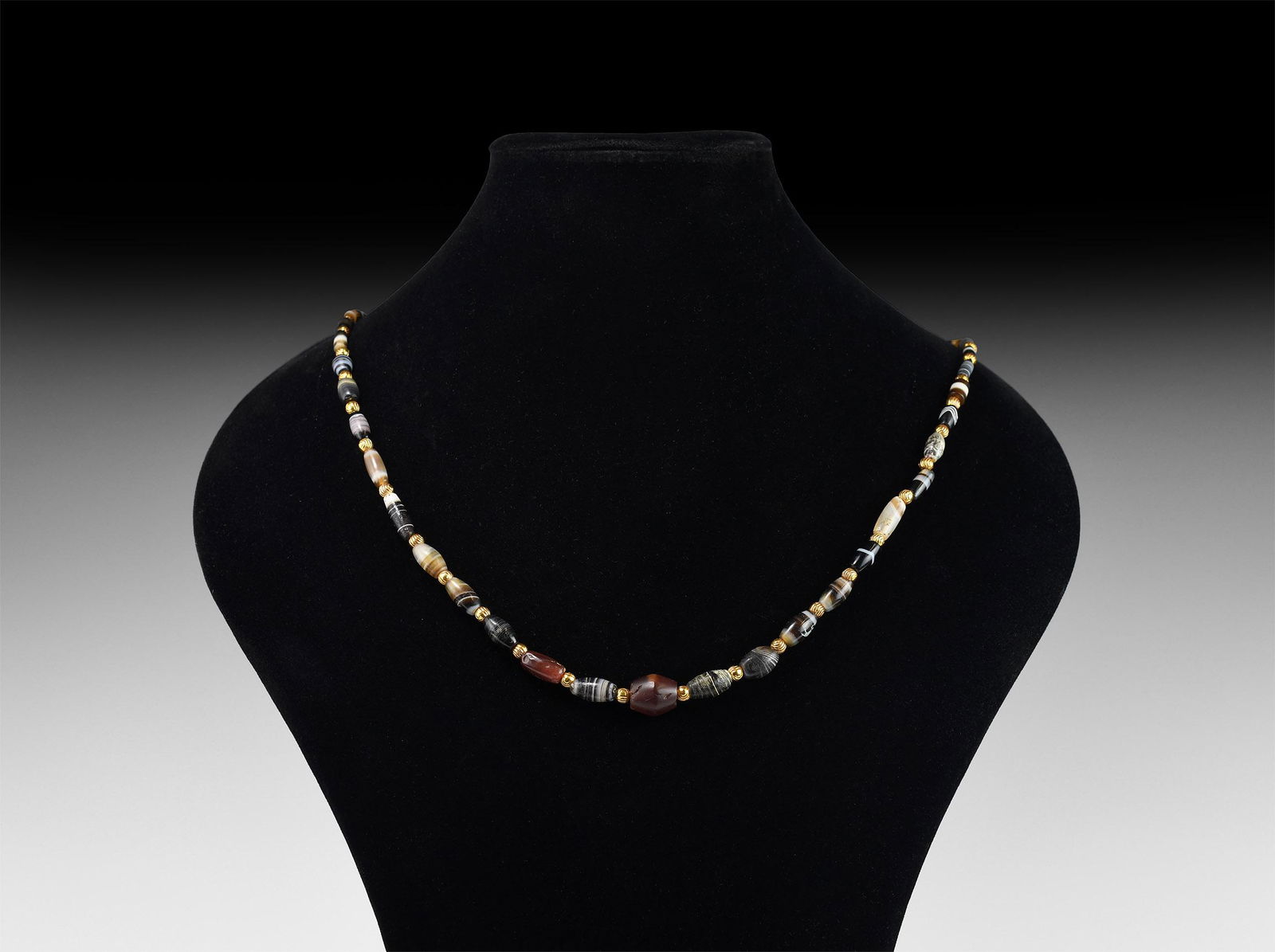 Western Asiatic Banded Agate Bead Necklace (1 of 1)