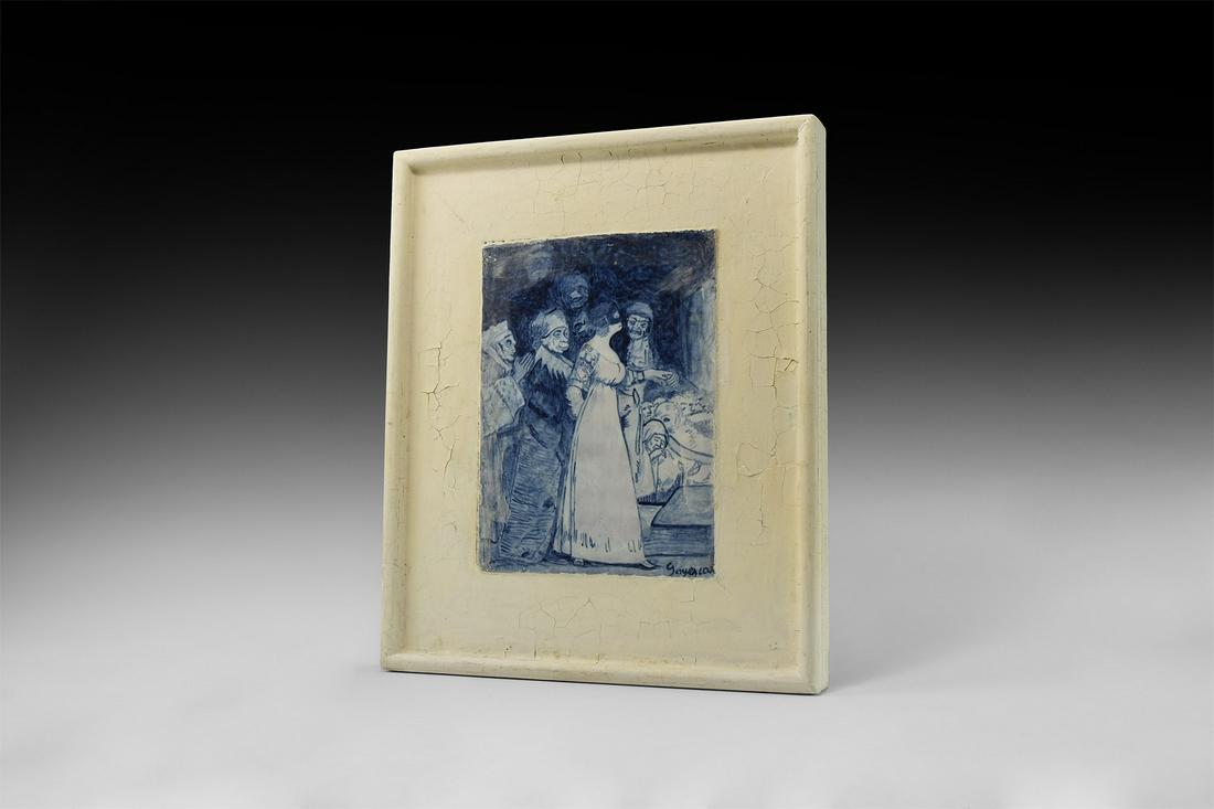 Post Medieval Framed 'Goyercoa' Dutch Tile (1 of 1)