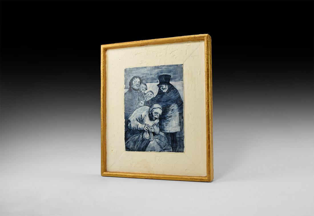 Framed Dutch Tile with Figural Scene (1 of 1)